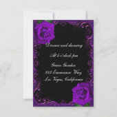 Elegante Goth Lila Rose Empfang Card Einladung (Vorderseite)