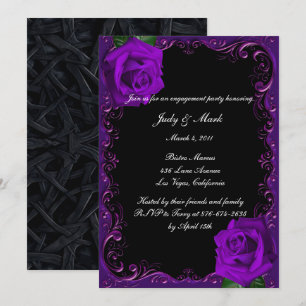 Elegante Goth Lila Rose Engagement Party Einladung
