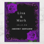 Elegante Goth Lila Rose Weinkeller und Weine Weinetikett (Einzelnes Label)