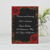 Elegante Goth Rote Rosen Empfang Card Einladung (Stehend Vorderseite)