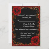 Elegante Goth Rote Rosen Response Card Einladung (Vorderseite)