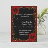Elegante Goth Rote Rosen Response Card Einladung (Stehend Vorderseite)