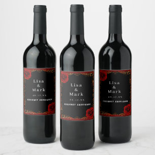Elegante Goth Rote Rosen Weinkeller Weinetikett