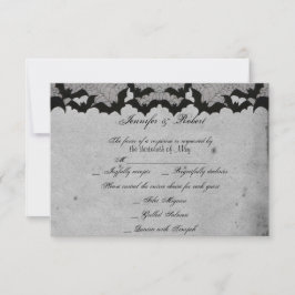 Elegante Gothic Bat Lace Posh Wedding Response Car RSVP Karte