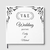 Elegante Gothic Black Rose Monogram Wedding Gästebuch (Vorderseite)