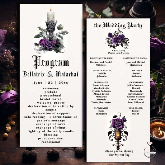 Elegante Gothic Candle Deep Amethyst Lila Rose