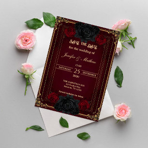 Elegante Gothic Dark Romance Hochzeit - Heiratsant Einladung