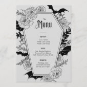 Elegante Gothic Floral Gray Wedding Menükarte (Vorderseite)
