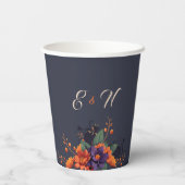Elegante Gothic Floral Monogram Wedding Paper Cups Pappbecher (Rückseite)