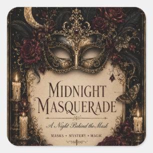 Elegante Gothic Halloween-Dinnerparty Quadratischer Aufkleber