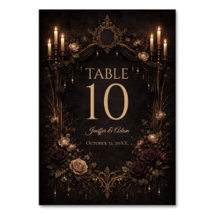 Elegante Gothic Halloween-Hochzeitstisch-Nummer Tischnummer