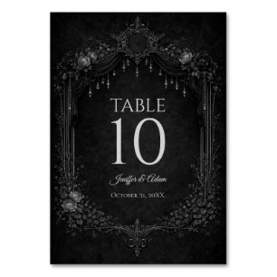 Elegante Gothic Halloween-Hochzeitstisch-Nummer Tischnummer