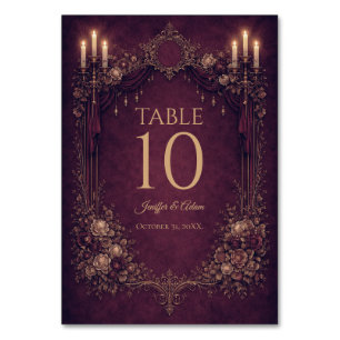 Elegante Gothic Halloween-Hochzeitstisch-Nummer Tischnummer