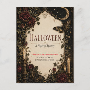 Elegante Gothic Halloween-Party-Feier Postkarte