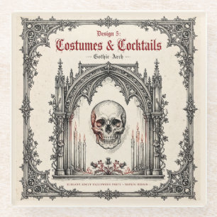 Elegante Gothic Halloween-Party Schädel Glasuntersetzer