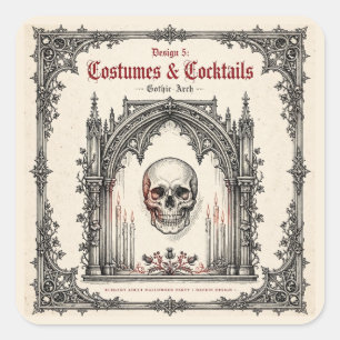 Elegante Gothic Halloween-Party Schädel Quadratischer Aufkleber