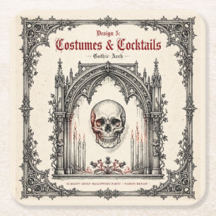 Elegante Gothic Halloween-Party Schädel Rechteckiger Pappuntersetzer