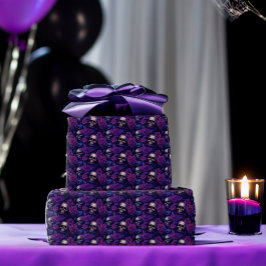Elegante Gothic Macabre Skulls & Rose Hochzeit Geschenkpapier