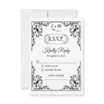 Elegante Gothic Monogram Wedding RSVP Card