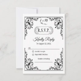 Elegante Gothic Monogram Wedding RSVP Card