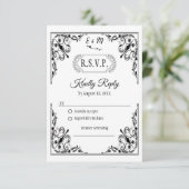 Elegante Gothic Monogram Wedding RSVP Card Karte (Stehend Vorderseite)