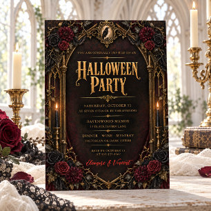 Elegante Gothic Raven Halloween-Party Einladung