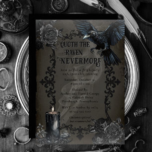 Elegante Gothic Raven Nevermore Halloween-Party Einladung