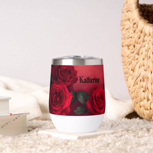 Elegante Gothic Red Roses Benutzerdefinierter Name (Wohnzimmer (gedreht))