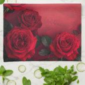 Elegante Gothic Red Roses Benutzerdefinierter Name Geschirrtuch (Gefaltet)