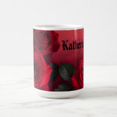 Elegante Gothic Red Roses Benutzerdefinierter Name Kaffeetasse (Mittel)