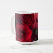 Elegante Gothic Red Roses Benutzerdefinierter Name Kaffeetasse (Vorderseite Links)