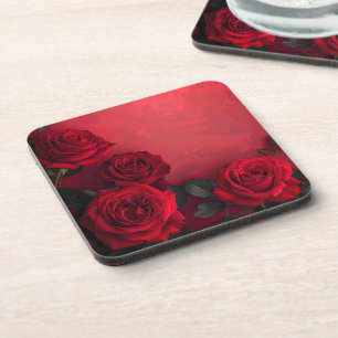 Elegante Gothic rote Rosen Getränkeuntersetzer