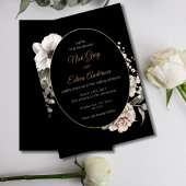 Elegante Gothic White Rose Black Wedding Einladung