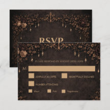 Elegante gothische Halloween-Hochzeits-RSVP-Karte