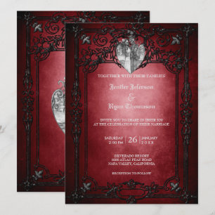 Elegante gothische Halloween-Hochzeitseinladung Einladung