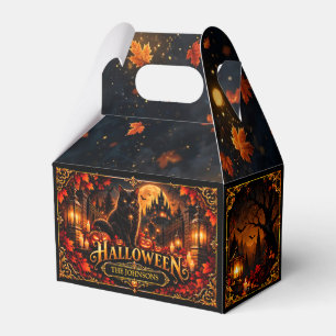 Elegante gothische Halloween-Schwarze-Katze-Gesche Geschenkschachtel