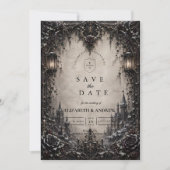 Elegante gothische Winterhochzeit Save The Date (Vorderseite)
