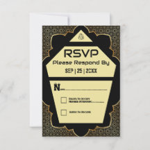 Elegante Gotische Black and Gold Response Card