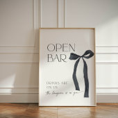 Elegante Gotische Black Bow Offene Bar Cocktails Sockelschild
