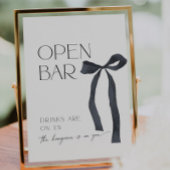 Elegante Gotische Black Bow Offene Bar Cocktails Sockelschild