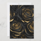 Elegante Gotische Black & Gold Rose Hochzeit Einladung (Rückseite)