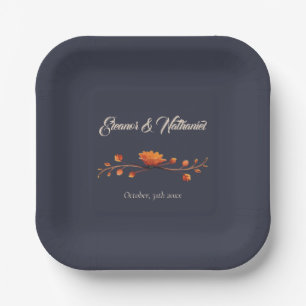 Elegante Gotische Blumen-Minimal-Hochzeit Pappteller