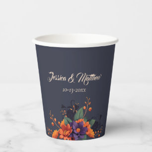 Elegante gotische Blumen-Monogramm-Hochzeitspapier Pappbecher