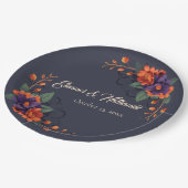 Elegante Gotische Blumenzitze Hochzeit Pappteller (Schrägansicht)