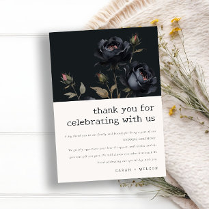 Elegante Gotische Dunkle Wasserfarbe Schwarze Rose Dankeskarte