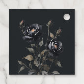 Elegante Gotische Dunkle Wasserfarbe Schwarze Rose Geschenkanhänger (Rückseite)