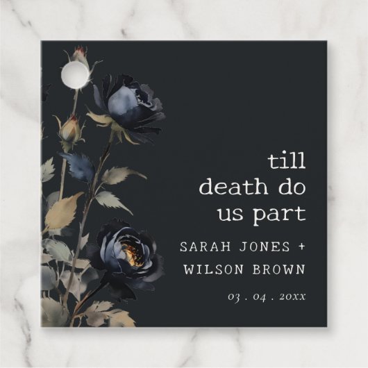 Elegante Gotische Dunkle Wasserfarbe Schwarze Rose Geschenkanhänger (Vorderseite)