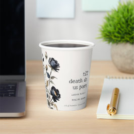 Elegante Gotische Dunkle Wasserfarbe Schwarze Rose Pappbecher