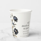 Elegante Gotische Dunkle Wasserfarbe Schwarze Rose Pappbecher (Rückseite)