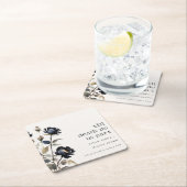 Elegante Gotische Dunkle Wasserfarbe Schwarze Rose Rechteckiger Pappuntersetzer (Vor Ort)